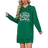 Quenteen Hoodie Dress for Women Sweatshirt Dress Oversized Casual Split Hem 2025 Fall Winter Pullover Dresses with Pockets