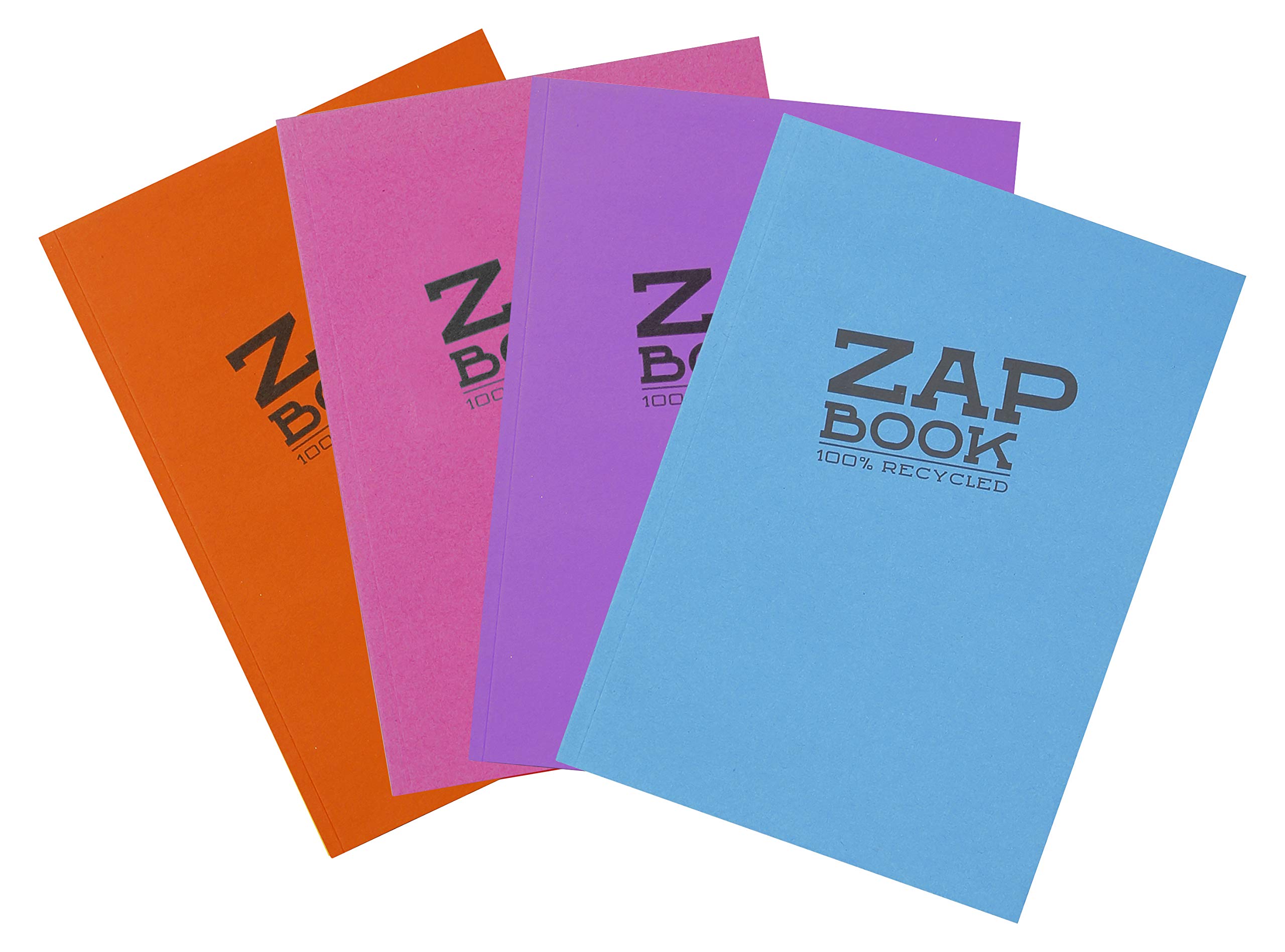 Clairefontaine 3357C Carnet Encollé Zap Book - 160 Feuilles Papier Croquis 100% Recyclé - A6 10,5x14,8 cm 80g - Couleurs de Couverture ass Aléatoires - Paquet de 5 carnets