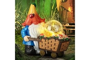 Grovind Garden Gnomes Outdoor Decorations Solar Gnome Statues, Funny Gnome Decor Holding Magic Orb with LED Lights, Gnomes Decoration Clearance for Patio Lawn