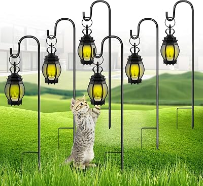 SEGNAYEN Shepherds Hook 81cm Set of 6 Black Garden Lantern Hooks