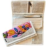 Asatre Hemp Tri-Fold Embroidered Wallet - Pink or Green (Pink)