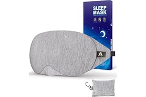 Mavogel Cotton Sleep Eye Mask - Updated Design Light Blocking with Adjustable Nose Bridge, Soft and Comfortable Night Eye Mask for Men Women, Eye Blinder for Shift Work, Includes Travel Pouch, Grey