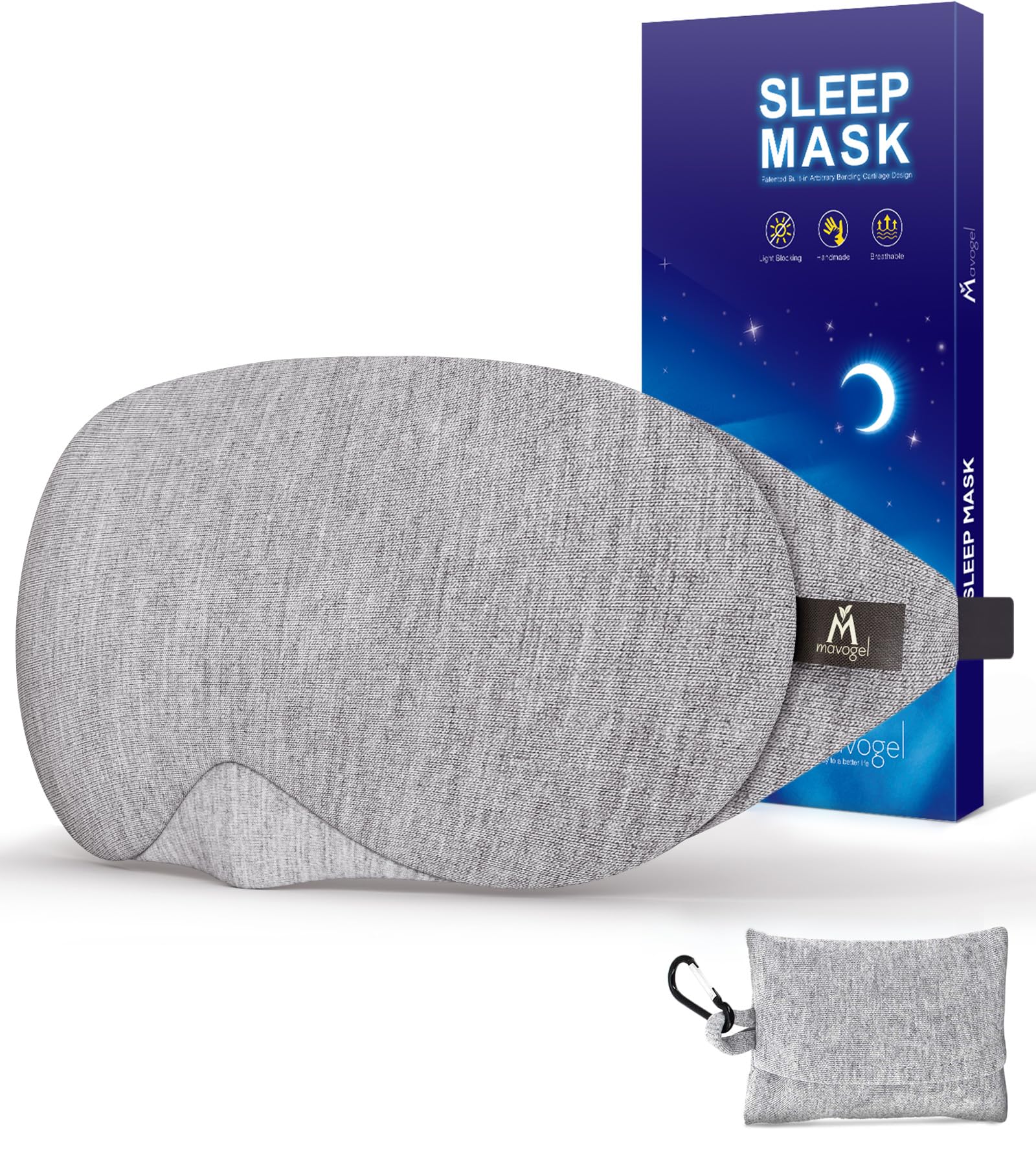 Photo 1 of Mavogel Cotton Sleep Eye Mask - Updated Design Light Blocking with Adjustable Nose Bridge, Soft and Comfortable Night Eye Mask for Men Women, Eye Blinder for Shift Work, Includes Travel Pouch, Grey