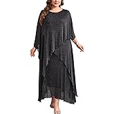 TIARALY 1X-5X Plus Size Formal Dress Long Cape Overlay Dresses Wedding Guest Evening Mother of Bride Groom Outfit