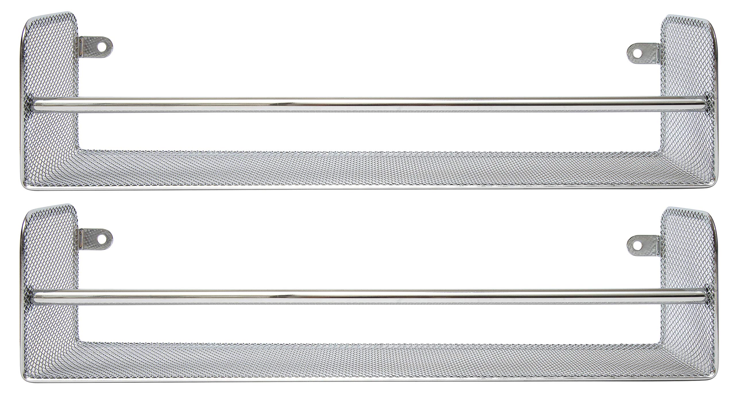 Amtido Spice Rack 2-Pack Wall and Inside Cupboard Door Mount - Metal Mesh Spice and Jar Holder Organiser - Chrome