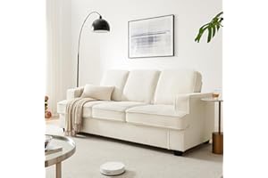 PILITA Couches for Living Room, 85” Cloud Couch in Soft Teddy Fleece, Removable Cover, Easy Assembly, Modern Sofa for Living Room/Bedroom/Office/Apartment, Beige