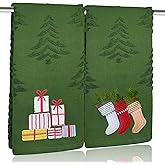 Xkdamai 2 Pack Christmas Tree Hand Towels 100% Cotton Jacquard Embroidered Gift Box Holiday Kitchen Dish Towels Retro Neutral Green Bathroom Towels Set Gift Seasonal Xmas Winter Bathroom Decor