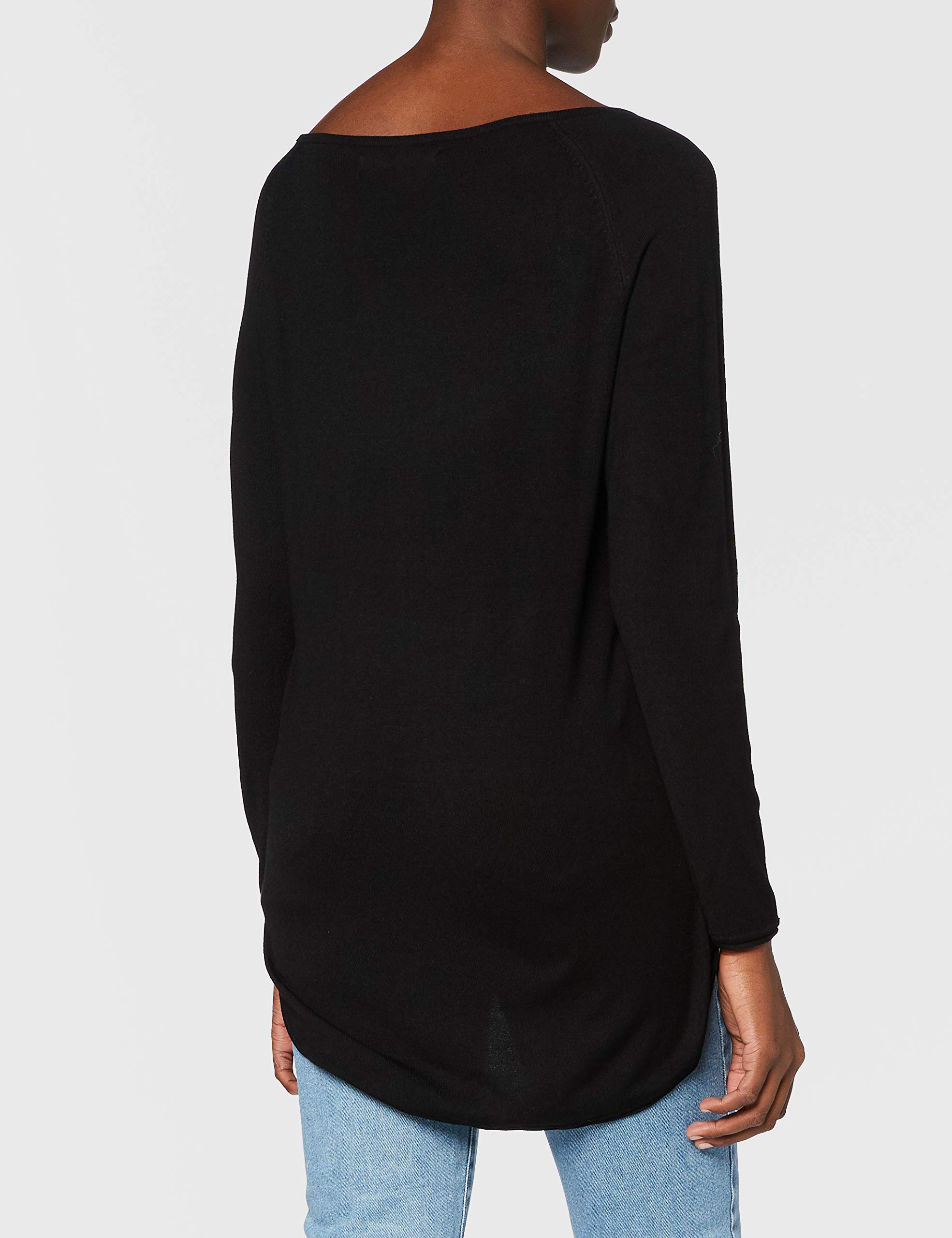 ONLY Damen Langer Feinstrick Pullover | Langarm Rundhals Knit Sweater | Stretch Jumper Locker ONLMILA, Farben:Schwarz, Größe:XL