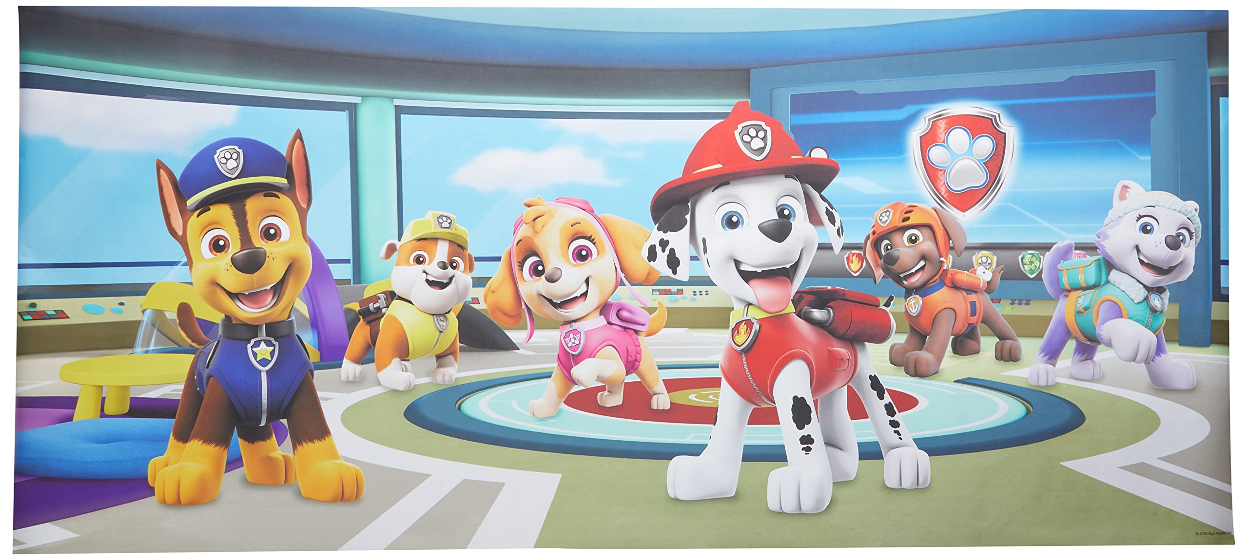 AG Design Paw Patrol at Station in The Clouds Fleece Photo Wallpaper for a Nursery 202 x 90 cm FTDN H 5392 Multi-Coloured
