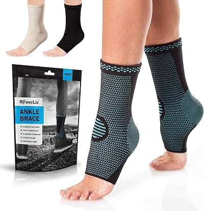 POWERLIX Ankle Support Brace 2 Pack Blue M Men Women Kids