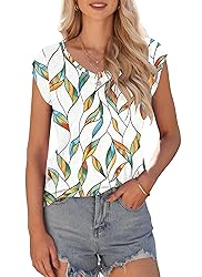 AUSELILY Womens Cap Sleeve T-Shirt Casual Loose Fit