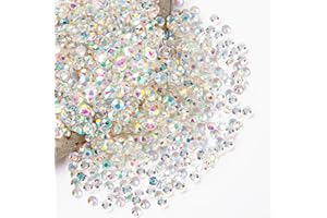 QPRETTY DU Transparent AB Rhinestones Bulk, 10000PCS Flat Back Round Jelly AB Rhinestones Non-Hotfix Crystal Gems Wholesale for Crafts Makeup Nails Face Tumblers Clothes Shoes Handmade Decoration 3mm
