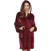 Just Love Hooded Velour Robe for Women with Sherpa Lined Hood