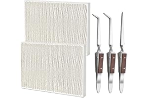 Supkiir 2Pcs Honeycomb Ceramic Soldering Block, Heat Proof Soldering Boards with 3 Soldering Tweezers, Jewelry Soldering Kit Solder Plate for Jewelry Making Melting Casting Tools Supplies