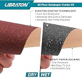 LIBRATON Sand Paper 65Pcs Kit 9x3.6 in 80-600 Grit Wet/Dry w/ Sponge & Block view 2