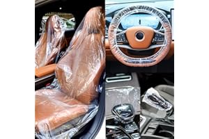 Tallew 250 Pcs Disposable Car Seat Covers Clear Plastic Car Seat Covers Protector Includes Wheel Covers, Gear Selector Covers and Handbrake Cover for Auto Truck Bus Accessories