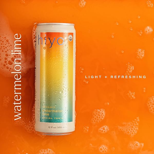 HIYO ORGANIC SOCIAL TONIC – WATERMELON LIME, 12 FZ – N.A. FUNCTIONAL SELTZER, SPARKLING WATER CRAFTED WITH ORGANIC ADAPTOGENS, NOOTROPICS & BOTANICALS
