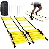 Venmark Agility Ladder, 2 Pack - Exercise and Training Ladder Set with Ground Stakes for Football, Soccer, Tennis, and More - Improves Speed &amp; Fitness - Complete with Carrying Bag