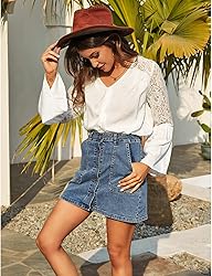 GRACE KARIN Women's Casual Button Down Denim Skirt