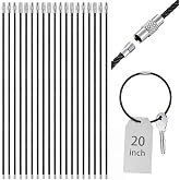 Zonon 20/40 Pack 20 Inch Large Wire Keychain Cables | Heavy Duty Stainless Steel Cable Key Ring with Screw Clasp Loops for Luggage Tags Keys ID Cards