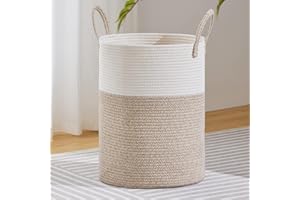 VIPOSCO Large Laundry Hamper, Tall Woven Rope Storage Basket for Blanket, Toys, Dirty Clothes in Living Room, Bathroom, Bedro