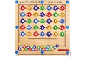 OLEOLETOY Magnetic Alphabet Color Number Maze: Montessori Fine Motor Skills Toys for Girls Boys, Wooden Magnet Letters Puzzles, ABC Learning Toys for Preschool Learning Activities, Travel Toy Gift for Toddler