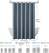 Linen Look Shower Curtain 182 x 214 cm Navy with Metal Hooks view 6