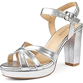 COLETER Women's Platform Chunky Heels Ankle Strap Block Heeled Sandals Party Wedding Shoes