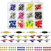 DisplayMore 14Pcs Multicolour Trucks 48Pcs Wheels 60Pcs Screws &amp; 30PCS Nuts &amp; 4PCS Spanner Tool for 96mm Fingerboard Skateboard Wooden Deck Parts