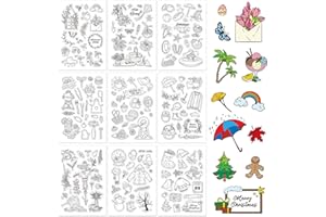 GLOBLELAND 9 Sheets Seasons Style Silicone Clear Stamps Seal for Card Making Decoration and DIY Scrapbooking(Spring, Summer, 