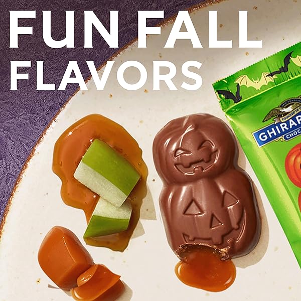 GHIRARDELLI MILK CHOCOLATE CARAMEL APPLE JACK O’ LANTERNS, 4.1 OZ BAG – HALLOWEEN CANDY FILLED WITH TART APPLE CARAMEL FOR GIFTING & SNACKING