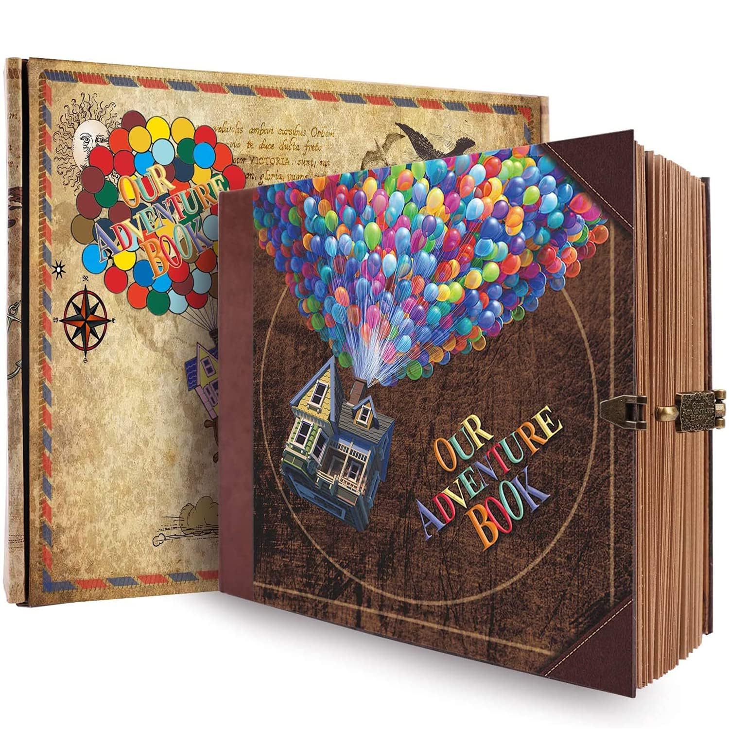 Our Adventure Book Scrapbook Photo Album with 146 Pages 8.9 * 7.7 Inch Embossed Words Hard Cover Travel Scrapbook, Memory Book For Anniversary Wedding, Valentines' gifts, Christmases etc