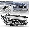 JSBOYAT Full LED Headlight Compatible With 2017-2020 BMW 5 Series G30 G31 M5 540i 530i w/LED DRL, Factory Adaptive Headlamp Replacement (Passenger Side)