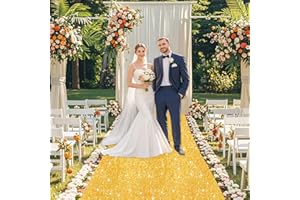 PATYDEST Gold Aisle Runner for Wedding Ceremony 4FTx15FT Glitter Aisle Runners Sparkle Carpet Runner for Parties Outdoor Wedding Walkway Rug for Birthday Reception Prom Decorations