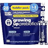 Begin Health Growing Up Prebiotics for Kids 28-Packs | Prebiotic Soluble Powder Stool Softeners and Digestive Gut Health Supplement | Ideal to Mix with Kids Daily Beverages and Soft Foods - Unflavored