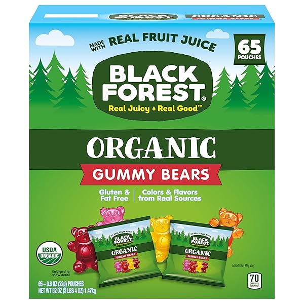 BLACK FOREST ORGANIC GUMMY BEARS CANDY, 0.8 OUNCE POUCHES (65 COUNT)