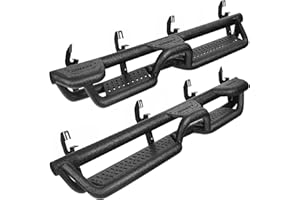 BINARY STAR Running Boards Compatible with 2015-2026 Chevy Colorado/GMC Canyon Crew Cab. Colorado Running Boards with Bed Access Step and Center Step. 6 Inch Carbon Steel Side Steps.