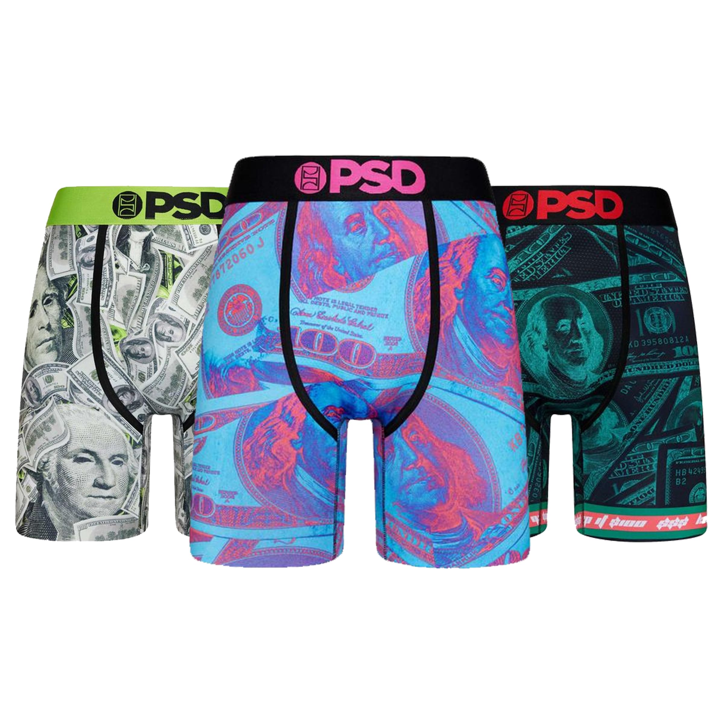 PSD Men's Boxer Briefs - Pop Money 3 Pack, 7 Inch Inseam, Stretchy ...