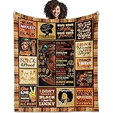 VMASUEY African American Gifts for Black Women, Afro Gift for Black Lady Girl Positive Blanket 60"X50", Best Friends Encouragement Inspirational Healing Gift for Birthday Mothers Day