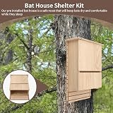 HERCHR Bat House Outdoor Wooden Shelter Nesting Box Easy Hang 11x7.5x3.3in view 3