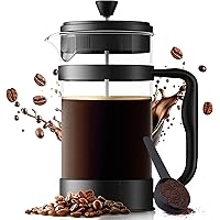 KICHLY - 34 Ounce French Press Espresso and Tea Maker with Triple Filters, Stainless Steel Plunger and Heat Resistant Borosil
