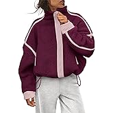 SKIKYAN Womens Full Zip Sherpa Fuzzy Fleece Jacket Soft Oversized Casual Warm Outerwear Coats with Pockets