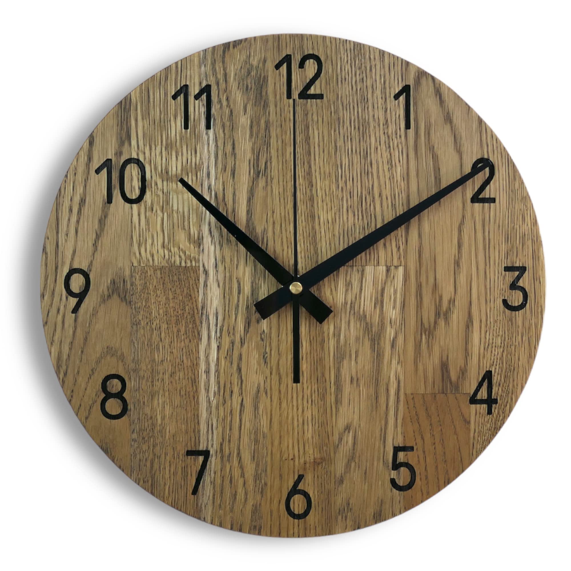 SENTOP Wall Clock MAS002 Real Oak Wood Round Colour Oak Brown Earth 30 x 30 x 2 cm 900 g