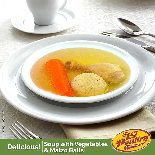 KJ POULTRY KOSHER READY MEALS – MATZA BALL CHICKEN SOUP & VEGETABLES, CHOMETZ NOT FOR PASSOVER, MRE MEAT MEALS READY TO EAT, SHABBOS FOOD, HALAL, (1 PACK) COOKED ENTREE, SHELF STABLE MICROWAVE DINNER