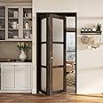 BARNER HOME Bifold Door, for 36in x 80in Opening, 3-lite Tempered Frosted Glass Closet Door with Hardware Kit Included, MDF, Ancient Wood Color