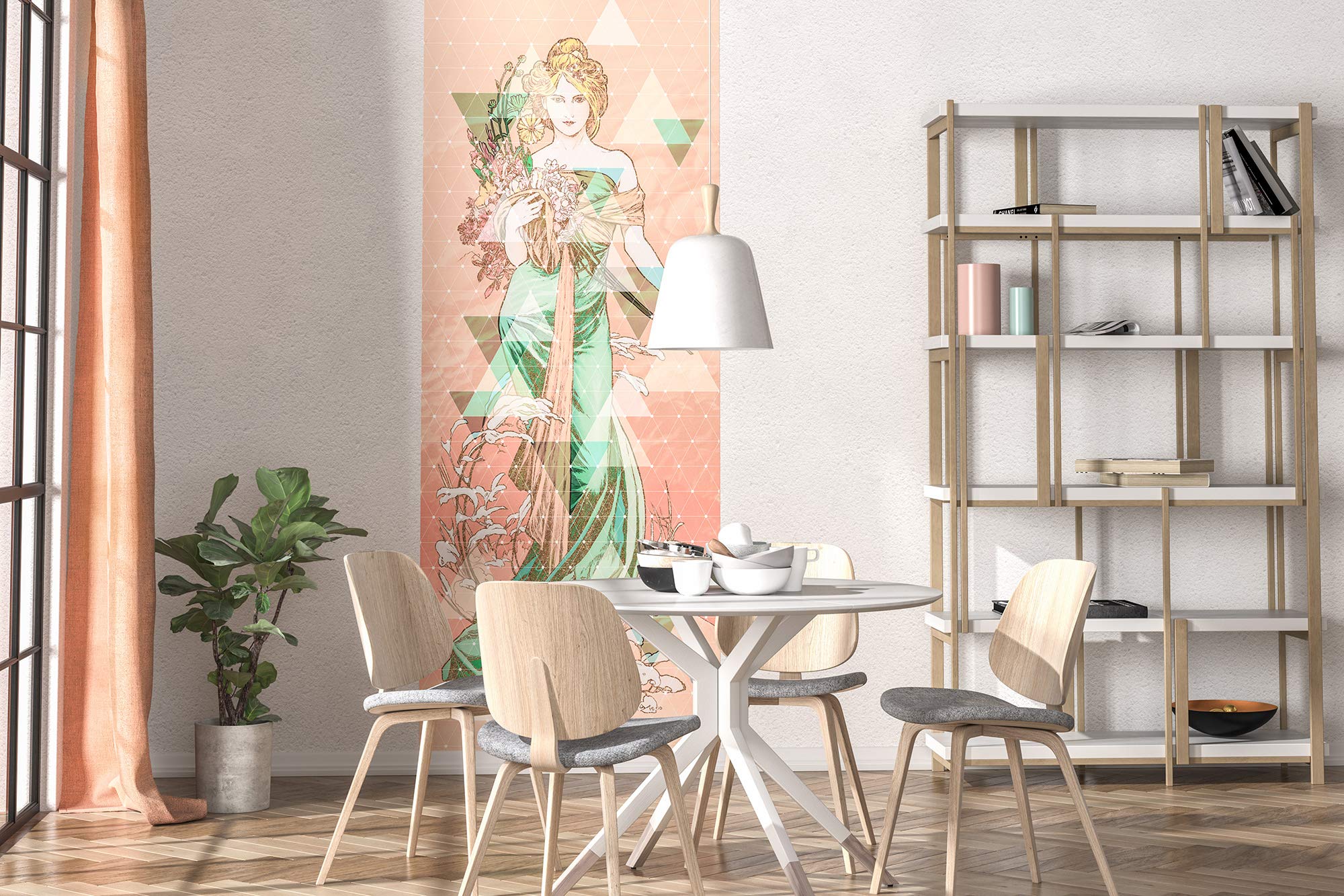 Komar Printemps HX2-005 Non-Woven Photo Wallpaper XXL Decoration Art Nouveau Bedroom Living Room Office Hallway Size 100 x 280 cm (Width x Height) Multi-Coloured