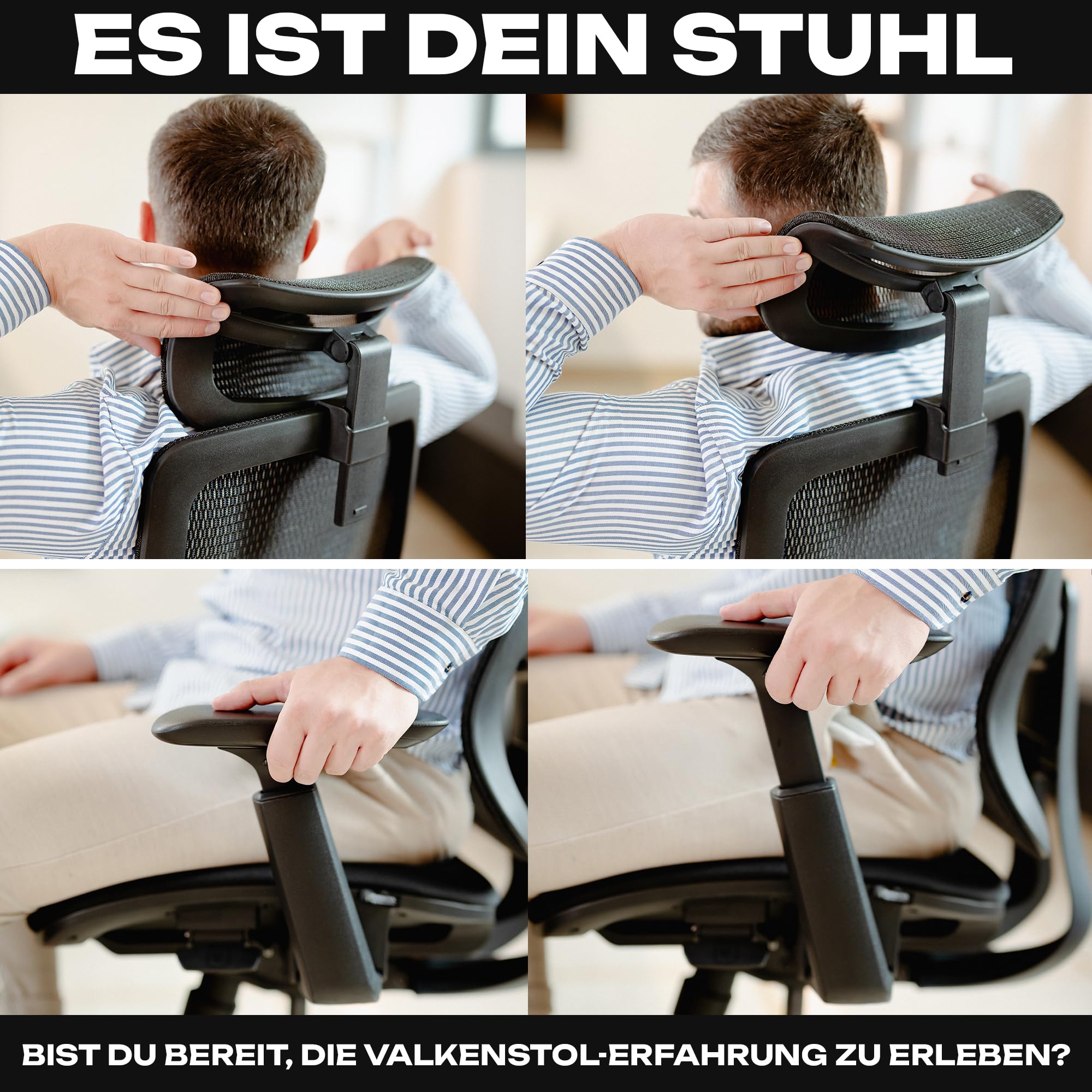 VALKENSTOL M5 Bürostuhl Ergonomisch Testsieger, Einstellbarer für maximale Bewegungsfreiheit, Rückenfreundliche Bürostühle, Lendenwirbelstütze Schreibtischstuhl für Büro und Home Office Chair 9