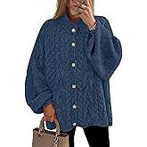 ZESICA Women's Fall 2026 Cardigan Sweaters Long Sleeve Button Down Oversized Soft Knit Winter Coats Trendy Outerwear