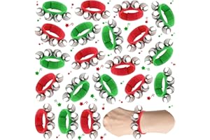 20 Pcs Christmas Jingle Bells Wrist Band Bells, PLULON Percussion Instruments Christmas Band Ankle Jingle Bells Musical Rhythm Toys Winter Party Decoration Favors