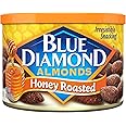 Blue Diamond Almonds Honey Roasted Snack Nuts, 6 Oz Resealable Cans (Pack of 12)